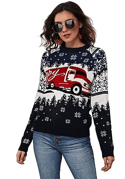 YRIIOMO Strickpullover Damen Pullover mit Jacquard Strickdesign, aus weiche günstig online kaufen