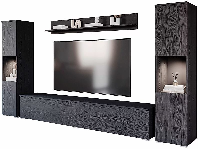 INOSIGN Wohnwand "PARIS", (Komplett-Set, 4 St.), TV-Wand 260cm breite, grif günstig online kaufen