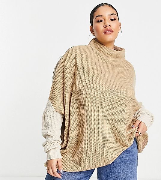 Yours – Oversize-Pullover in neutralem Farbmix günstig online kaufen