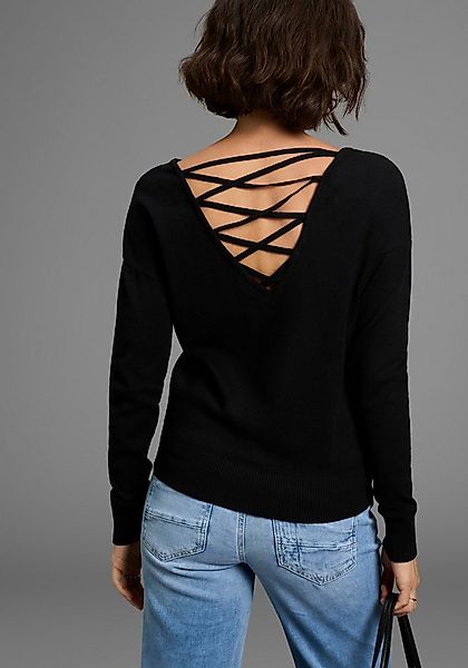 Laura Scott Strickpullover softer Übergangsstrick mit femininen Schnürdetai günstig online kaufen