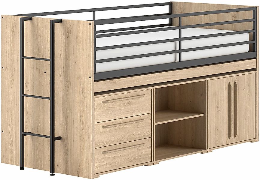Vipack Stauraumbett "Sam, schlafen und arbeiten in einem, wahlweise Eiche- günstig online kaufen