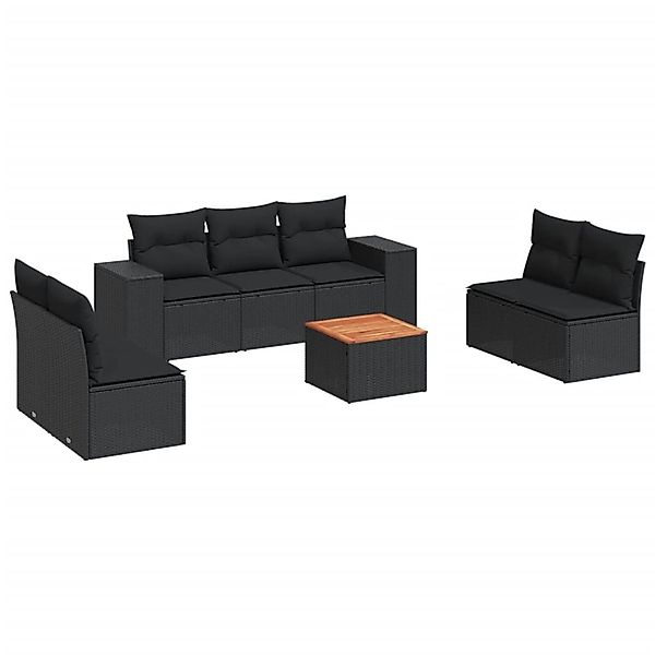 vidaXL 8-tlg Garten-Sofagarnitur mit Kissen Schwarz Poly Rattan Modell 39 günstig online kaufen