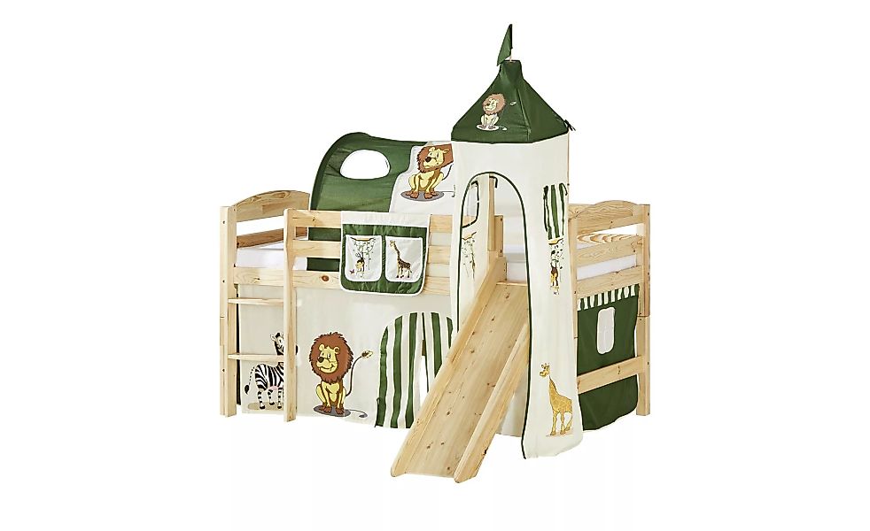 Spielbett mit Rutsche - holzfarben - 214 cm - 195 cm - 207 cm - Kindermöbel günstig online kaufen