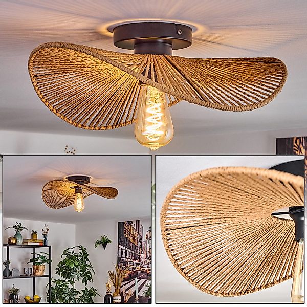 hofstein Deckenleuchte Deckenlampe aus Metall/Papiergeflecht in günstig online kaufen