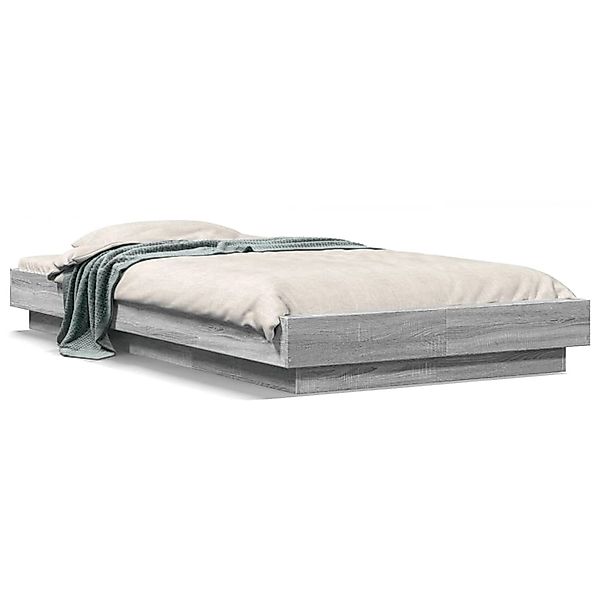 vidaXL Bettgestell mit LED Grau Sonoma 75x190 cm Holzwerkstoff 3281159 günstig online kaufen