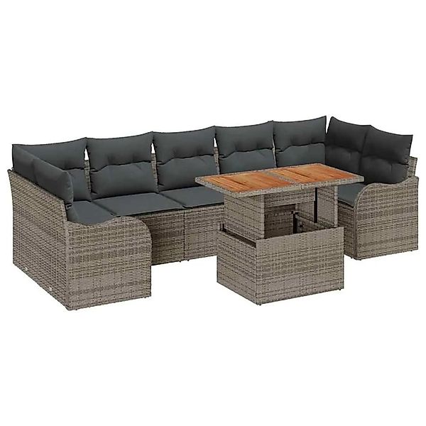 vidaXL Gartensofa-set mit Kissen 8-Tlg Grau Poly-Rattan 3349425 günstig online kaufen