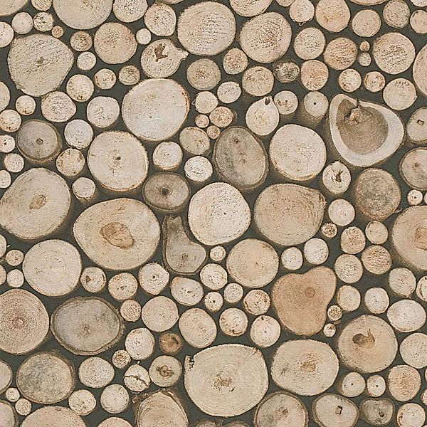 Bricoflor Landhaus Tapete mit Baumstamm ausgefallene Holzoptik Tapete in 3D günstig online kaufen