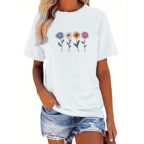 PYL Rundhalsshirt Damen Casual Gänseblümchen Grafik Tees günstig online kaufen