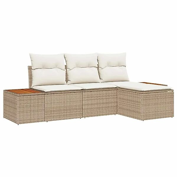 vidaXL Gartensofa-set mit Kissen 4-Tlg Beige und Creme Poly-Rattan 3356731 günstig online kaufen