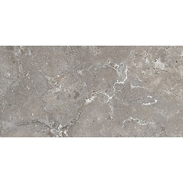 Bodenfliese Feinsteinzeug Travertino Grau Matt 60 cm x 30 cm günstig online kaufen