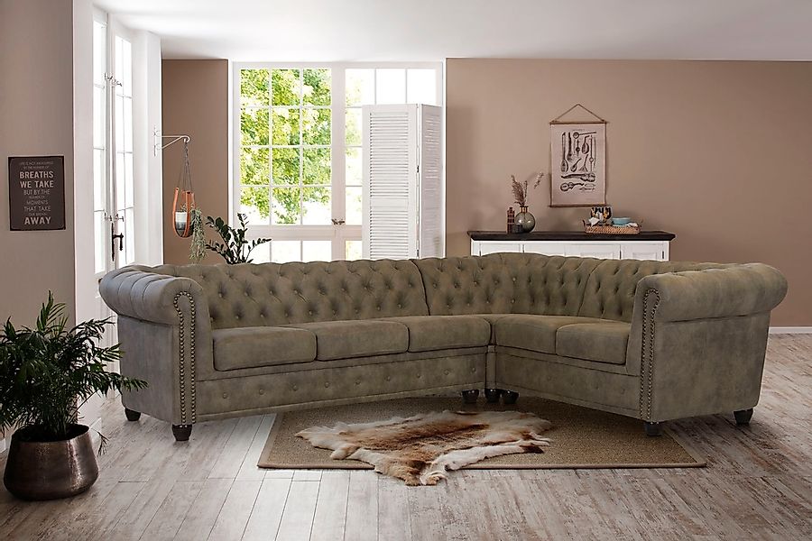 Home affaire Chesterfield-Sofa "Rysum L-Form", Chesterfield-Optik, langer S günstig online kaufen