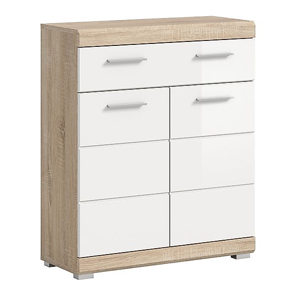Standschrank Lambada 2-türig/1 Schubkasten Eiche Hell/Weiß Hochglanz 88 x 7 günstig online kaufen