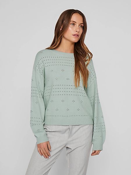 Vila Rundhalspullover "VIRIL L/S O-NECK POINTELLE KNIT TOP-NOOS" günstig online kaufen