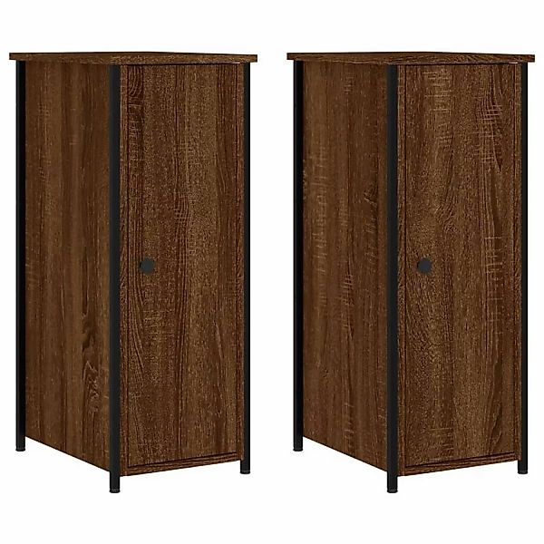 vidaXL Nachttische 2 Stk Braun Eichen-Optik 32x42x80 cm Holzwerkstoff günstig online kaufen