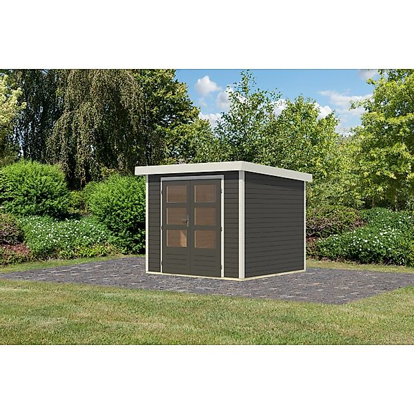 Karibu Gartenhaus Diego 3 B Terragrau/Weiß 209 x 238 x 213 cm günstig online kaufen
