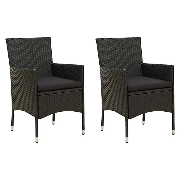 vidaXL Gartenstühle mit Sitzpolster 2 Stk Poly Rattan Schwarz 316681 günstig online kaufen
