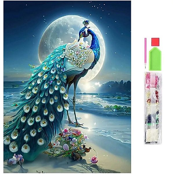 LA CUTE Malen nach Zahlen 5d Diamant Mosaik Stickerei 5D Pfau 30x40cm. (DIY günstig online kaufen