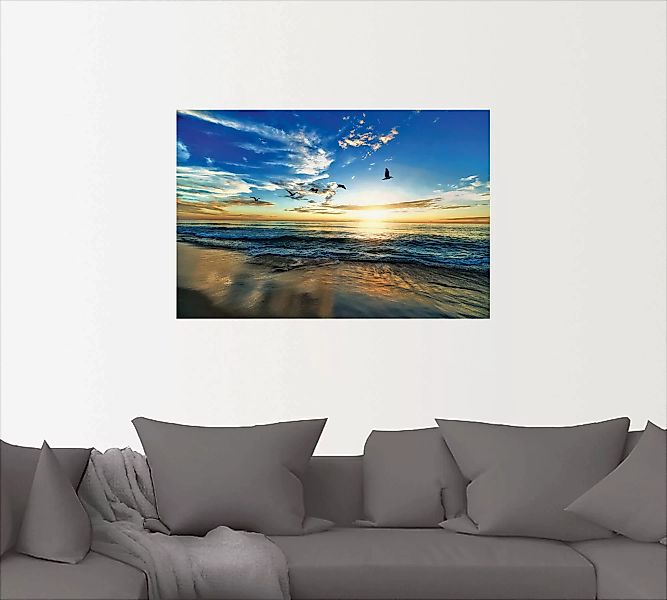 Artland Wandbild "Strand Möwen Meer Sonnenuntergang", Sonnenaufgang & -unte günstig online kaufen