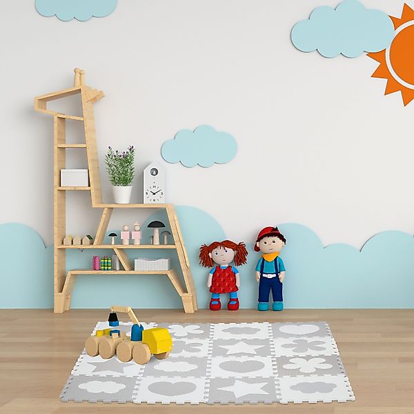 relaxdays Spielmatte 52-tlg. Puzzlematte mit Rand günstig online kaufen