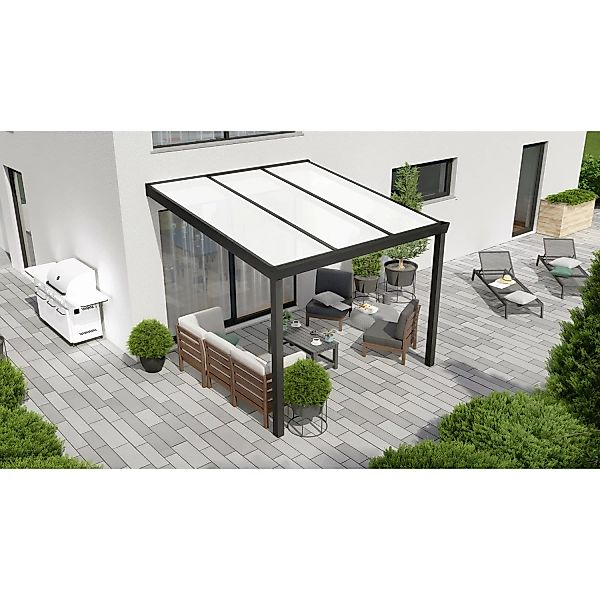 Terrassenüberdachung Professional 300 cm x 300  cm Schwarz Struktur PC Opal günstig online kaufen