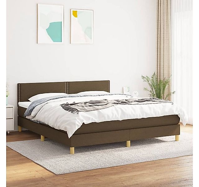 vidaXL Boxspringbett Boxspringbett mit Matratze Dunkelbraun 180x200 cm Stof günstig online kaufen