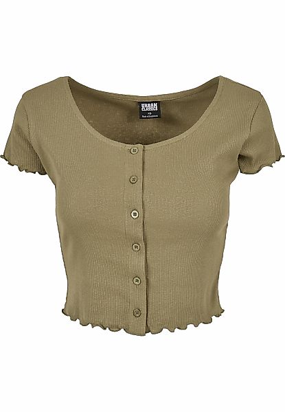 URBAN CLASSICS Kurzarmshirt "Urban Classics Damen Ladies Cropped Button Up günstig online kaufen