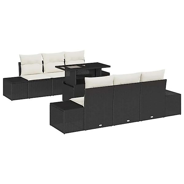 vidaXL Sofa Set mit Kissen 7-Tlg Schwarz und Creme Poly-Rattan 3349103 günstig online kaufen