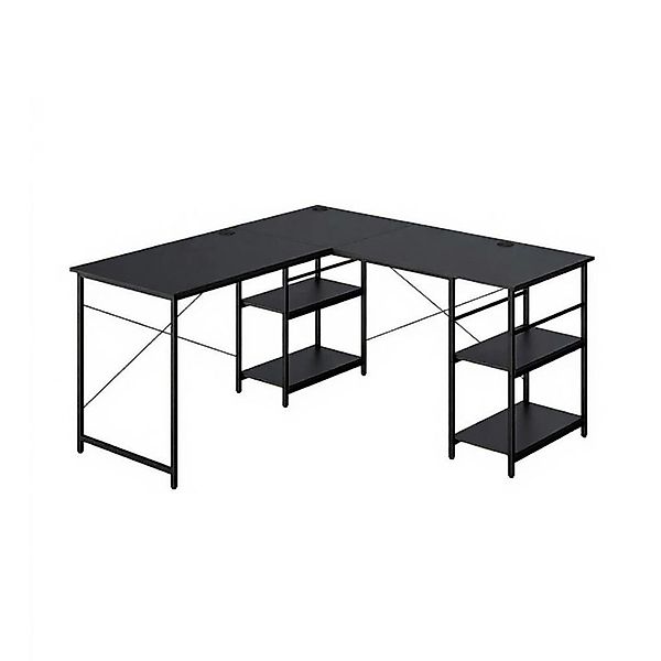 Costway Schreibtisch L-Form mit 3 Kabellöchern 151 x 151 x 75 cm Schwarz günstig online kaufen