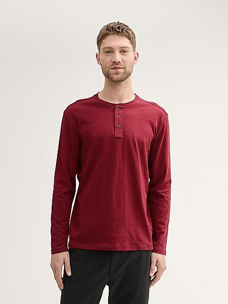 TOM TAILOR Langarmshirt T-Shirt Henley Langarmshirt aus Baumwolle günstig online kaufen