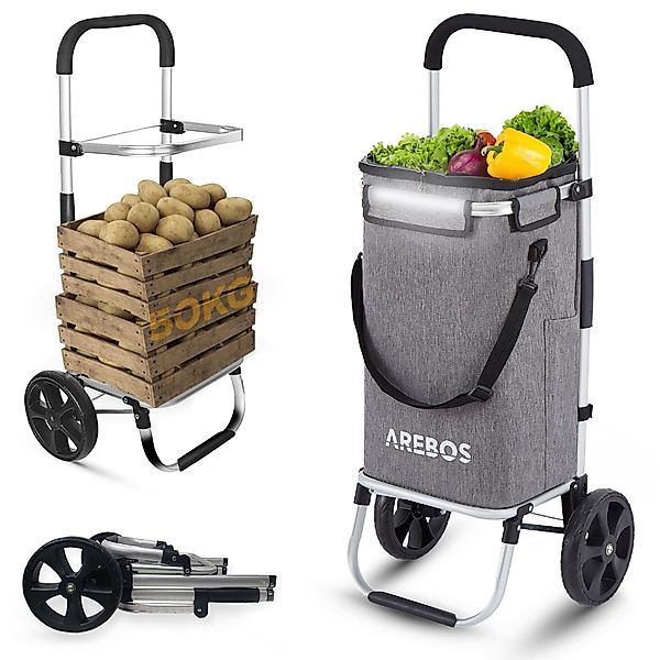 Arebos Einkaufstrolley 3-in-1 mit Kühlfach, klappbar günstig online kaufen