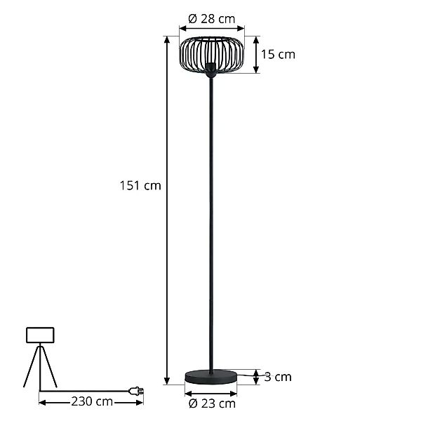 Lindby Krish Stehlampe, Käfigoptik, schwarz günstig online kaufen