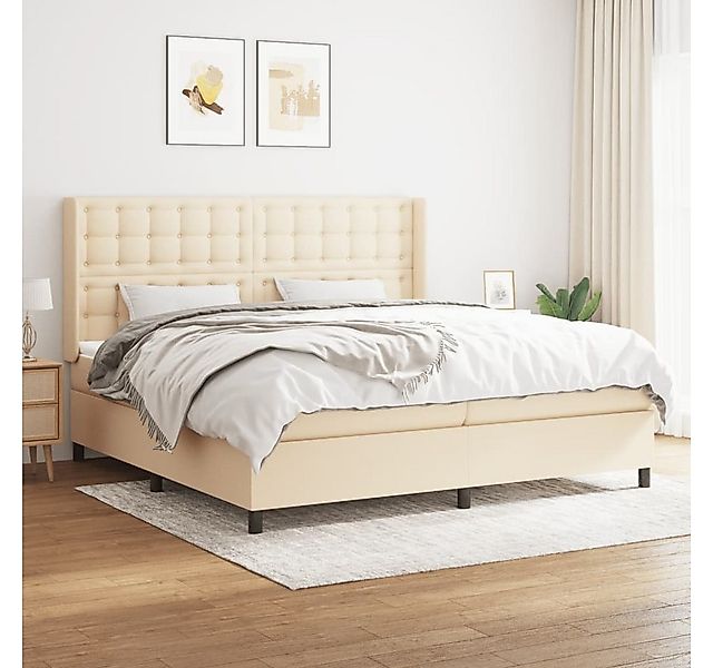 vidaXL Boxspringbett Boxspringbett mit Matratze Creme 200x200 cm Stoff Bett günstig online kaufen