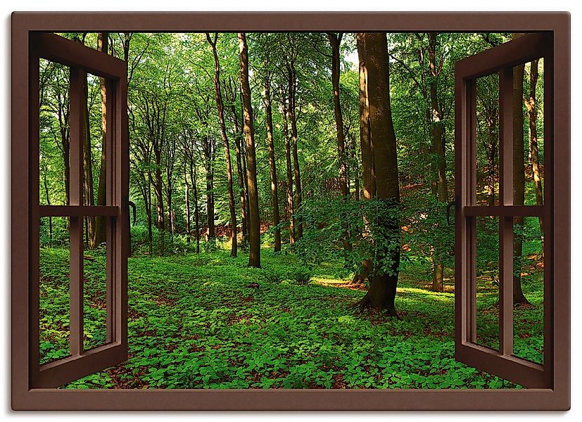 Artland Leinwandbild "Panorama Sommerwald, braun" Fensterblick 1 Stk. tlg. günstig online kaufen