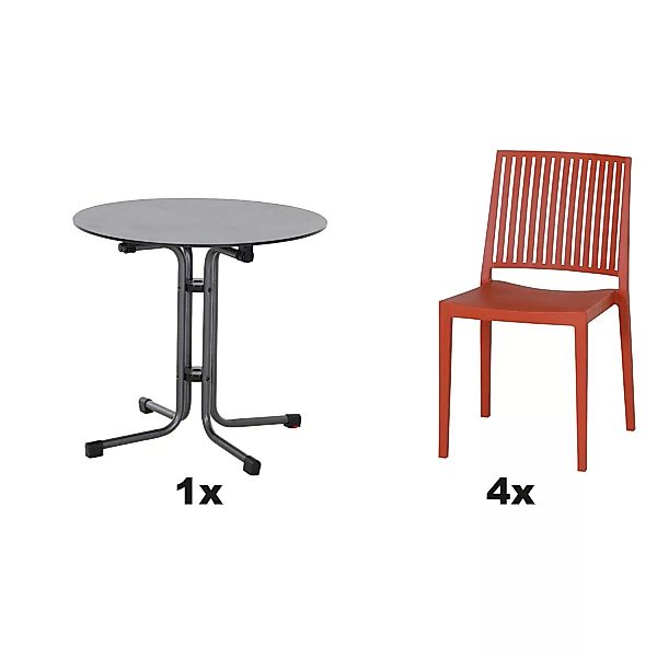 Siena Garden Gartenmöbel Set Lane 5-teilig 4 Stühle und 1 Tisch Ø 80 cm Bri günstig online kaufen