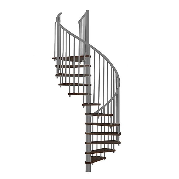 Minka Spindeltreppe Spiral Effect Ø 140 cm Walnuss-Grau Raumhöhe bis 305 cm günstig online kaufen