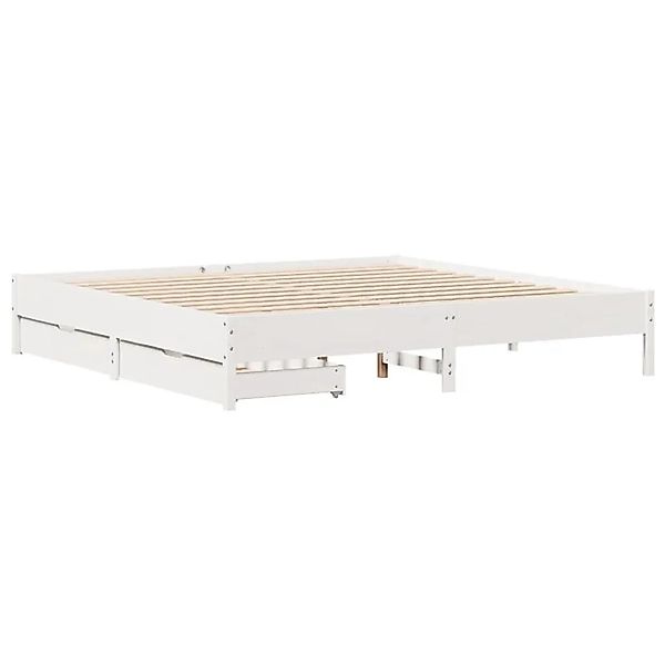vidaXL Massivholzbett ohne Matratze Weiß 200x200 cm Kiefernholz 3301699 günstig online kaufen