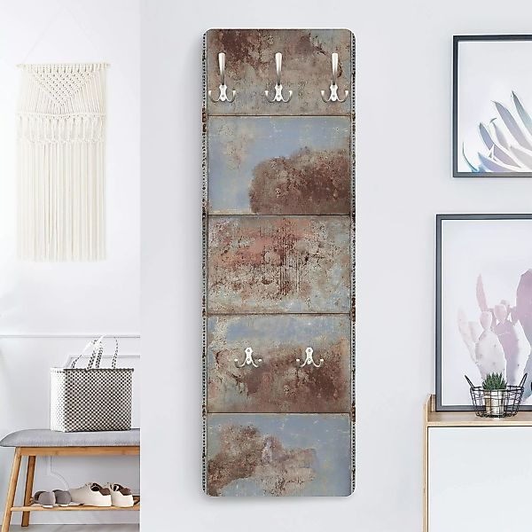 Wandgarderobe Holzpaneel Shabby Industrial Metalloptik günstig online kaufen