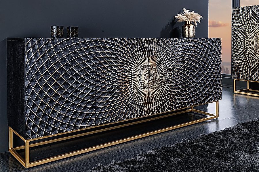 riess-ambiente Sideboard ILLUSION 180cm schwarz / gold (Einzelartikel, 1 St günstig online kaufen