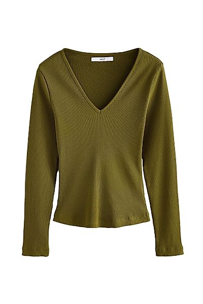 Next Langarmshirt Langärmliges Top mit geripptem günstig online kaufen