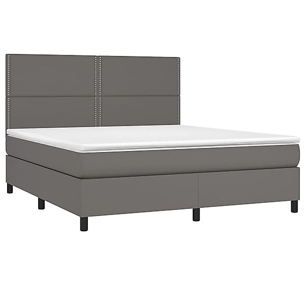 vidaXL Boxspringbett mit Matratze & LED Grau 180x200 cm Kunstleder 3135901 günstig online kaufen