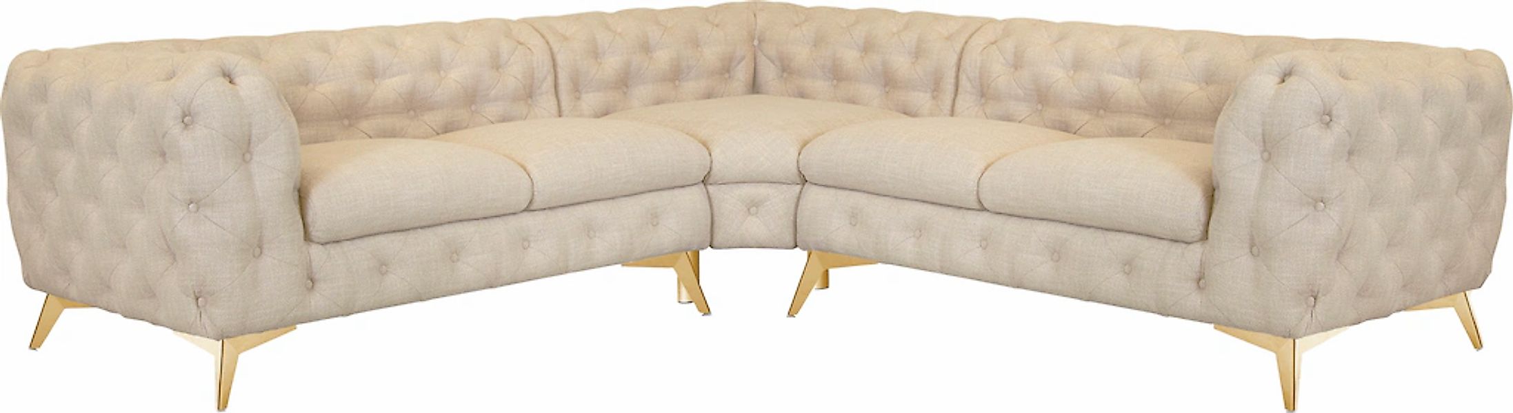 Leonique Chesterfield-Sofa "Ecksofa GLYNIS L-Form mit Wellenunterfederung, günstig online kaufen