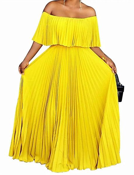 ZWY Dirndl Solides trägerloses langes Kleid Kleid mit einteiligem Ausschnit günstig online kaufen