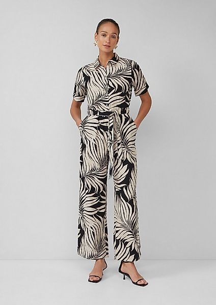 s.Oliver Jumpsuit Overall Gemusterter Jumpsuit aus Leinenmix mit festgenäht günstig online kaufen