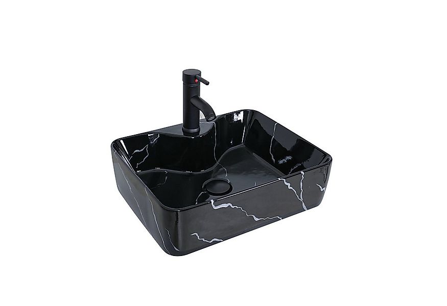 Puluomis Aufsatzwaschbecken Waschbecken Set mit Wasserhahn und Ablaufgarnit günstig online kaufen