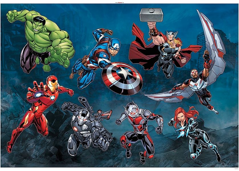 Komar Wandtattoo "Avengers Action - Größe 100 x 70 cm", (8 St.), selbstkleb günstig online kaufen