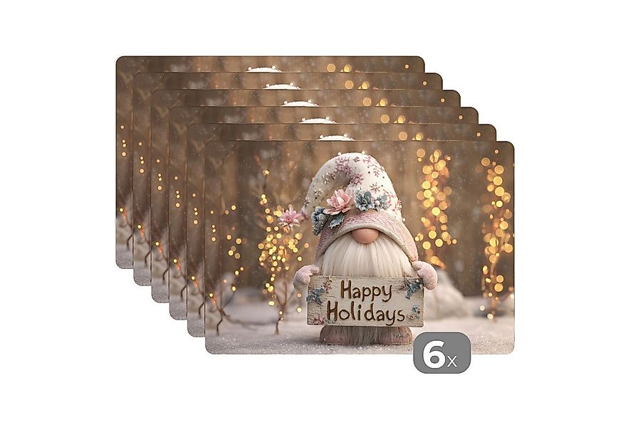 MuchoWow Platzset Weihnachten - Wichtel - Teller - Bunt, (6-St), Platzsets, günstig online kaufen