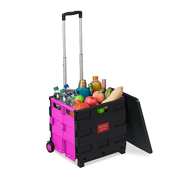 relaxdays Einkaufstrolley Klappbarer Einkaufstrolley, Pink günstig online kaufen