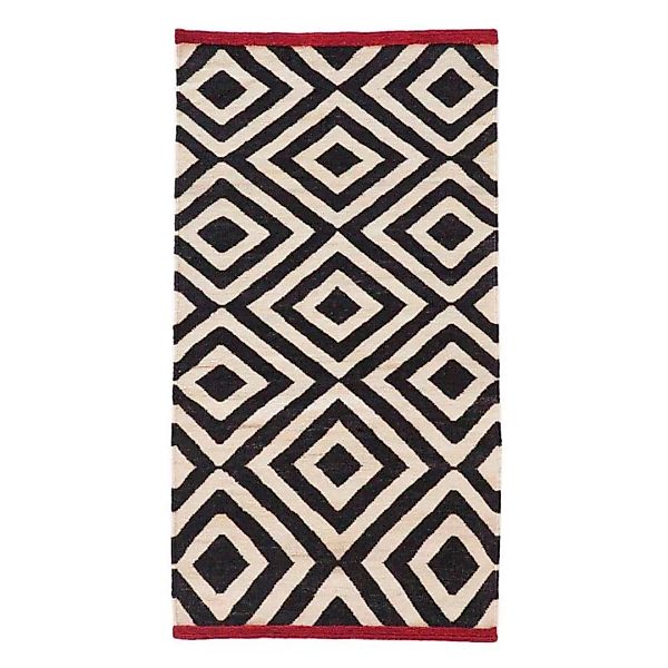 Nanimarquina - Mélange Pattern 1 Teppich 80x140cm - schwarz/weiß/rot/handge günstig online kaufen