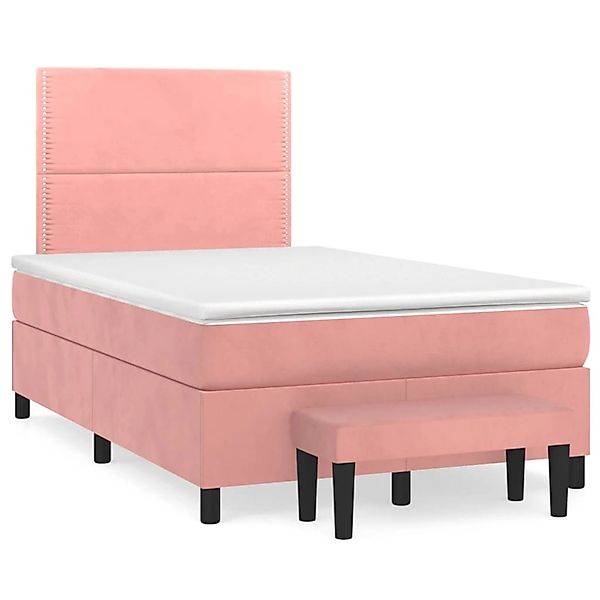vidaXL Boxspringbett mit Matratze Rosa 120x200 cm Samt1399413 günstig online kaufen