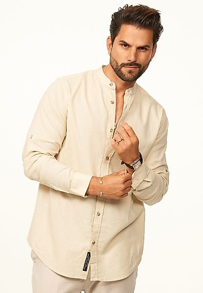 behype Langarmhemd aus Leinen im Regular-Fit günstig online kaufen